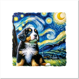 Starry Bernese Mountain Dog Portrait - Dog Portrait Posters and Art